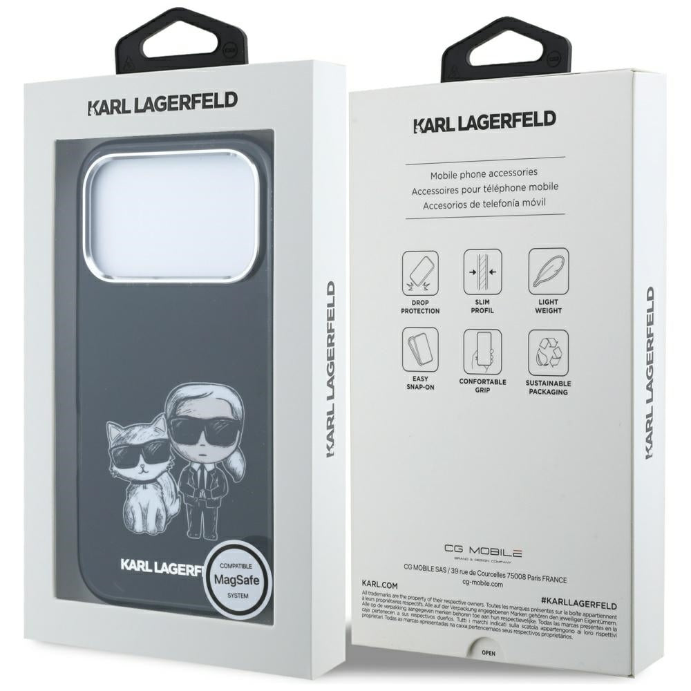 MagSafe Case for Apple iPhone 18 Pro / 17 Pro, Karl Lagerfeld, KC Bodies Sketch, Black