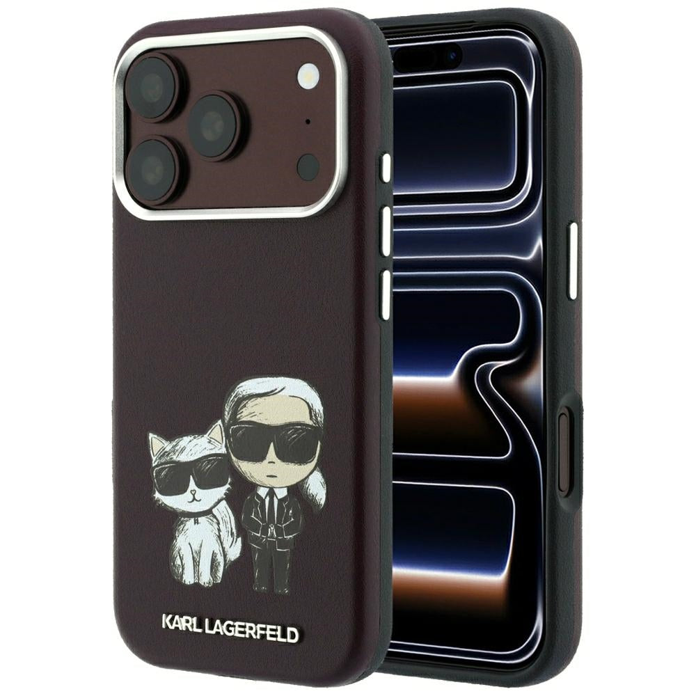 Coque MagSafe pour Apple iPhone 18 Pro / 17 Pro, Karl Lagerfeld, KC Bodies Sketch, Bordeaux