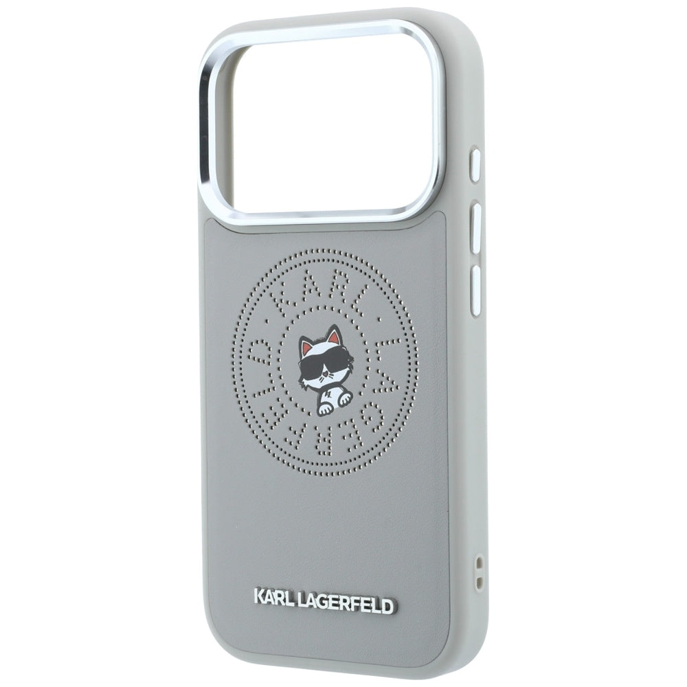 Coque MagSafe pour Apple iPhone 18 Pro / 17 Pro, Karl Lagerfeld, Point and Choupette Sketch, Gris
