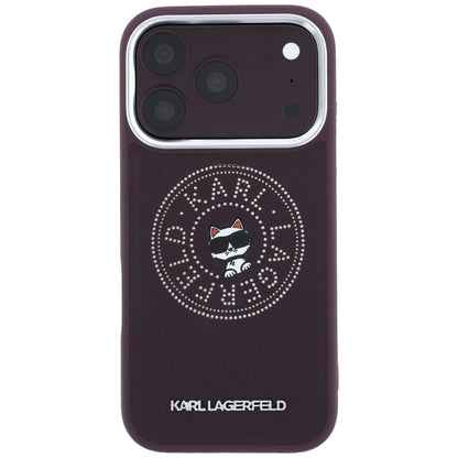 Coque MagSafe pour Apple iPhone 18 Pro / 17 Pro, Karl Lagerfeld, Point and Choupette Sketch, Bordeaux