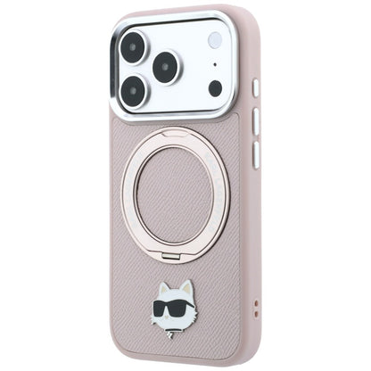 Coque MagSafe pour Apple iPhone 18 Pro / 17 Pro, Karl Lagerfeld, Ring Stand 360 Choupette Pin, rose