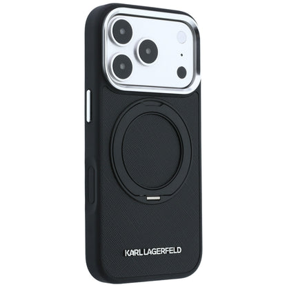 MagSafe Case for Apple iPhone 18 Pro / 17 Pro, Karl Lagerfeld, Ring Stand 360 Saffiano, Black