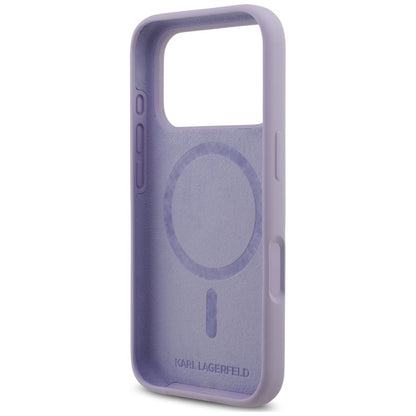 Coque MagSafe pour Apple iPhone 18 Pro / 17 Pro, Karl Lagerfeld, Silicone Ring Karl & Choupette, violet