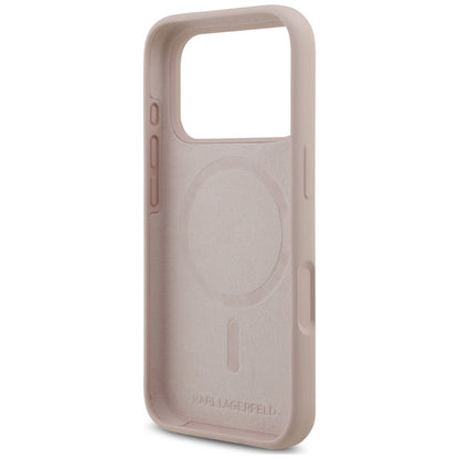 Coque MagSafe pour Apple iPhone 18 Pro / 17 Pro, Karl Lagerfeld, Silicone Ring Karl & Choupette, rose