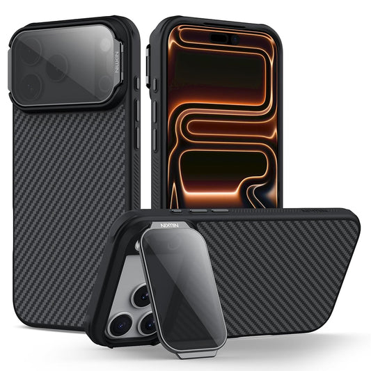 Coque MagSafe pour Apple iPhone 18 Pro / 17 Pro, Nillkin, CarboProp avec protection d'objectif noire transparente, noire