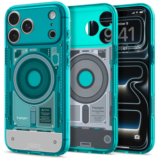 Coque MagSafe pour Apple iPhone 18 Pro / 17 Pro, Spigen, Ultra Hybrid C-One, Turquoise ACS11985