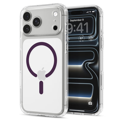 Coque MagSafe pour Apple iPhone 18 Pro / 17 Pro, Spigen, Ultra Hybrid, bordeaux transparent ACS12335