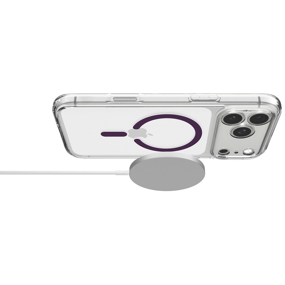 Coque MagSafe pour Apple iPhone 18 Pro / 17 Pro, Spigen, Ultra Hybrid, bordeaux transparent ACS12335