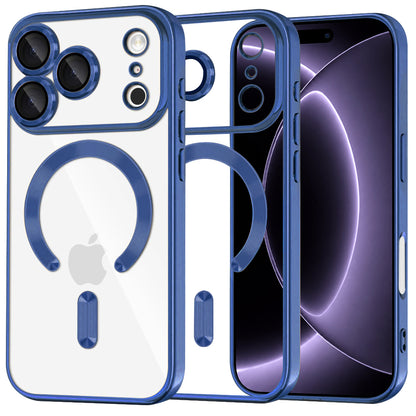 Coque MagSafe pour Apple iPhone 18 Pro / 17 Pro, Techsuit, Luxury Crystal, Bleu Foncé