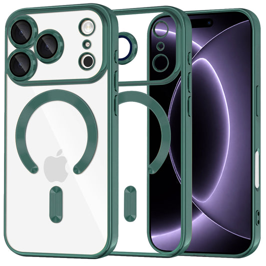 Coque MagSafe pour Apple iPhone 18 Pro / 17 Pro, Techsuit, Luxury Crystal, Vert Foncé