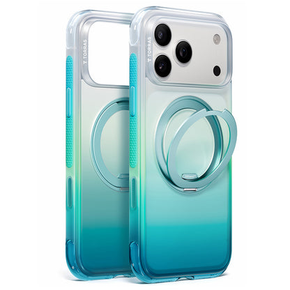 Coque MagSafe pour Apple iPhone 18 Pro / 17 Pro, Torras, Ostand O3 Air Gradient, Vert Bleu