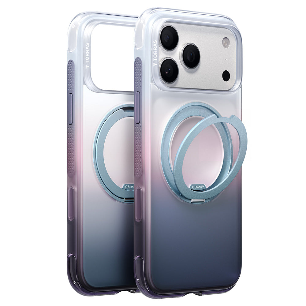 Coque MagSafe pour Apple iPhone 18 Pro / 17 Pro, Torras, Ostand O3 Air Gradient, Violet Orange