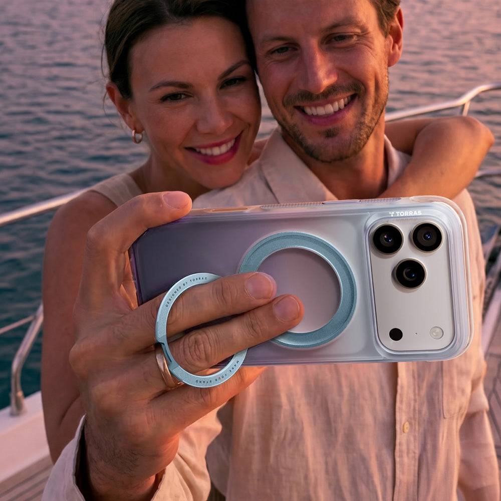 Coque MagSafe pour Apple iPhone 18 Pro / 17 Pro, Torras, Ostand O3 Air Gradient, Violet Orange