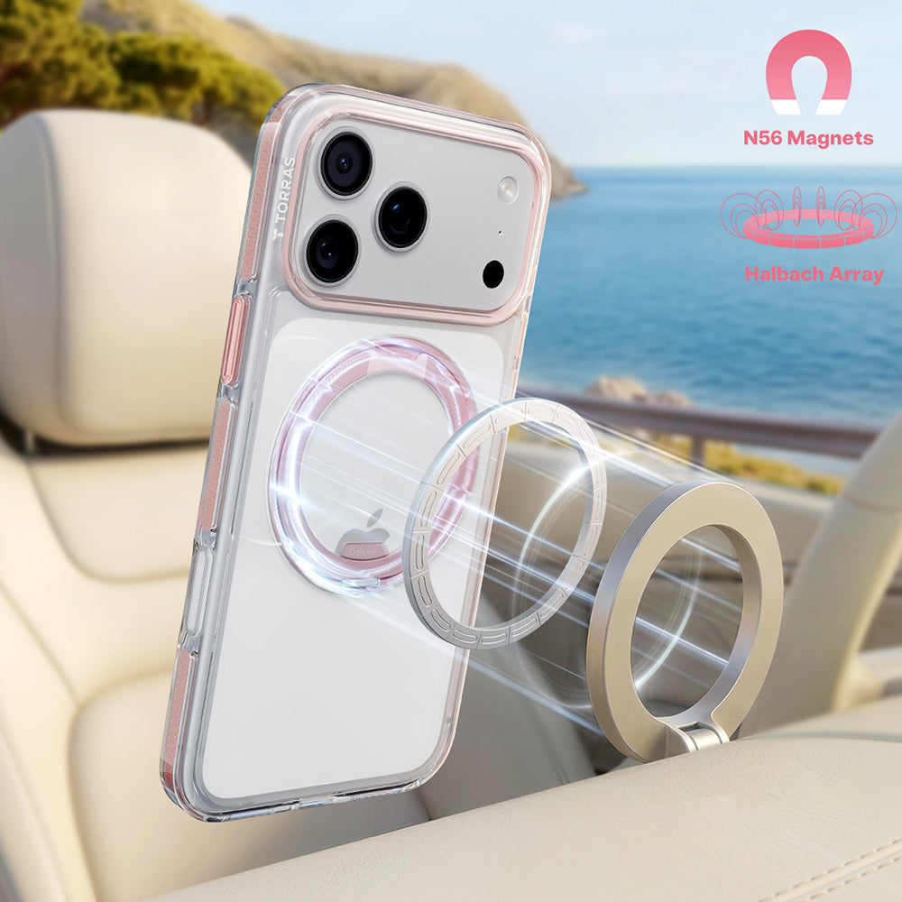 Coque MagSafe pour Apple iPhone 18 Pro / 17 Pro, Torras, Ostand O3 Light, Rose