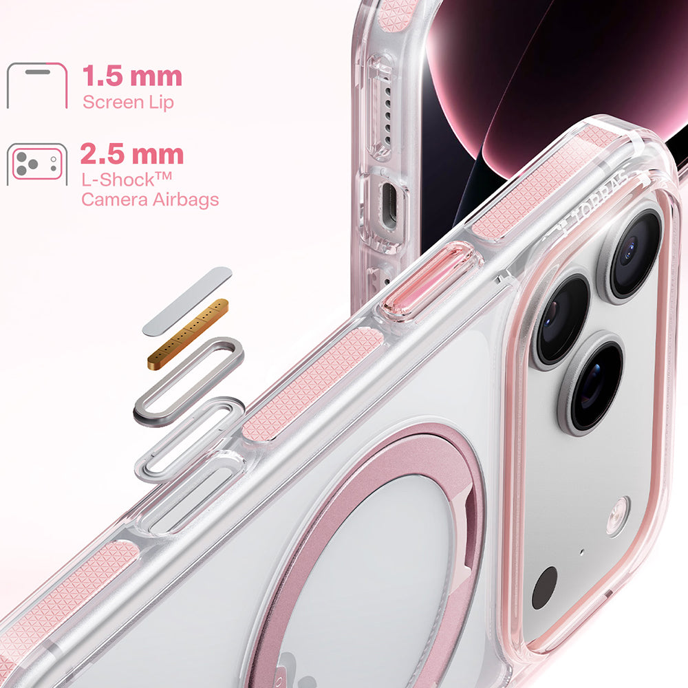 Coque MagSafe pour Apple iPhone 18 Pro / 17 Pro, Torras, Ostand O3 Light, Rose