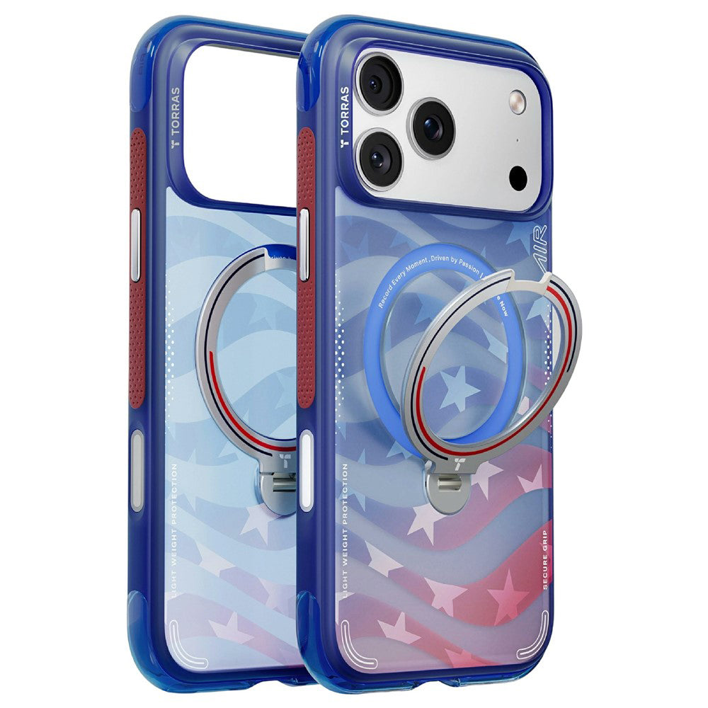 Coque MagSafe pour Apple iPhone 18 Pro / 17 Pro, Torras, Ostand Q3 Air Football, Bleue
