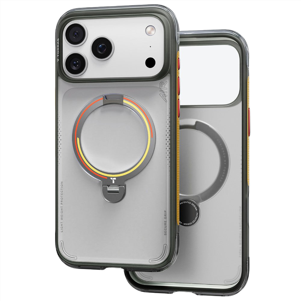 Coque MagSafe pour Apple iPhone 18 Pro / 17 Pro, Torras, Ostand Q3 Air Football, Gris