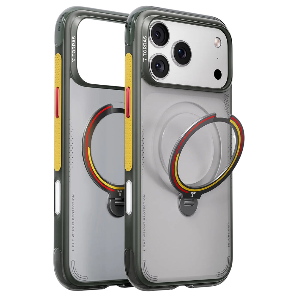 Coque MagSafe pour Apple iPhone 18 Pro / 17 Pro, Torras, Ostand Q3 Air Football, Gris