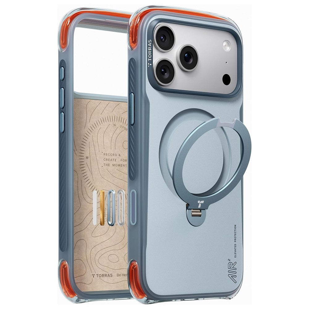 Coque MagSafe pour Apple iPhone 18 Pro / 17 Pro, Torras, Ostand Q3 Air Pro, Bleu