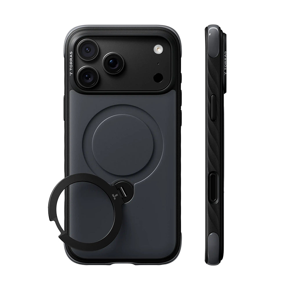 MagSafe Case for Apple iPhone 18 Pro / 17 Pro, Torras, Ostand Q3 Rugged, Black