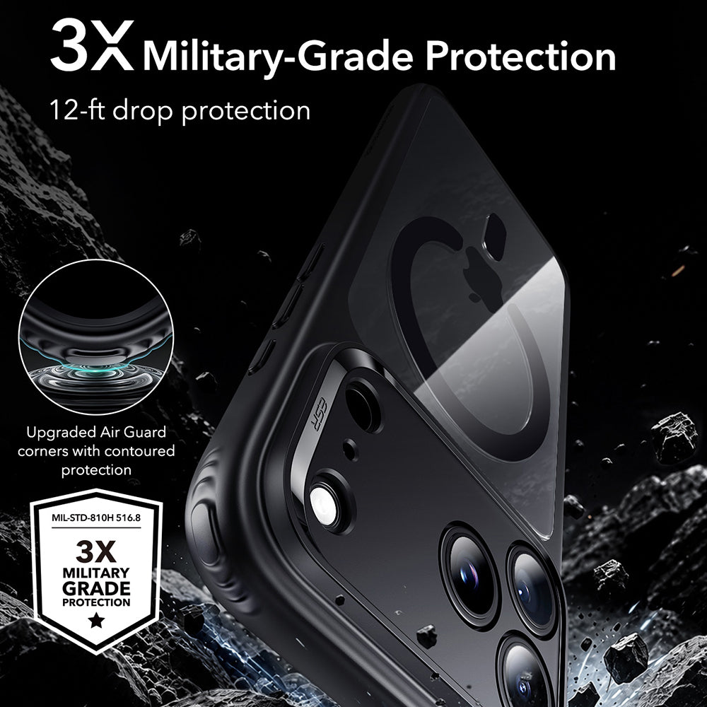 Coque MagSafe pour Apple iPhone 18 Pro, ESR, Classic Hybrid, Noir Transparent