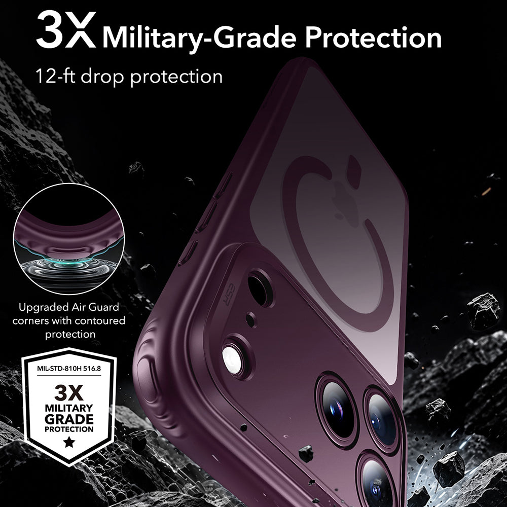 Coque MagSafe pour Apple iPhone 18 Pro, ESR, Classic Hybrid, Bordeaux Foncé Satiné