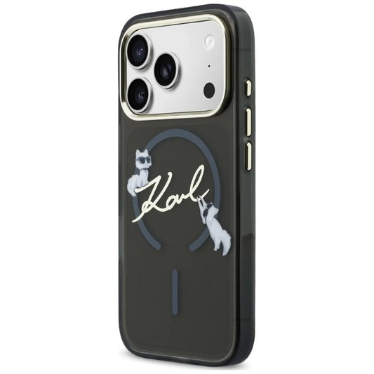 MagSafe Case for Apple iPhone 18 Pro, Karl Lagerfeld, IML Choupette Karl Script Logo, Black