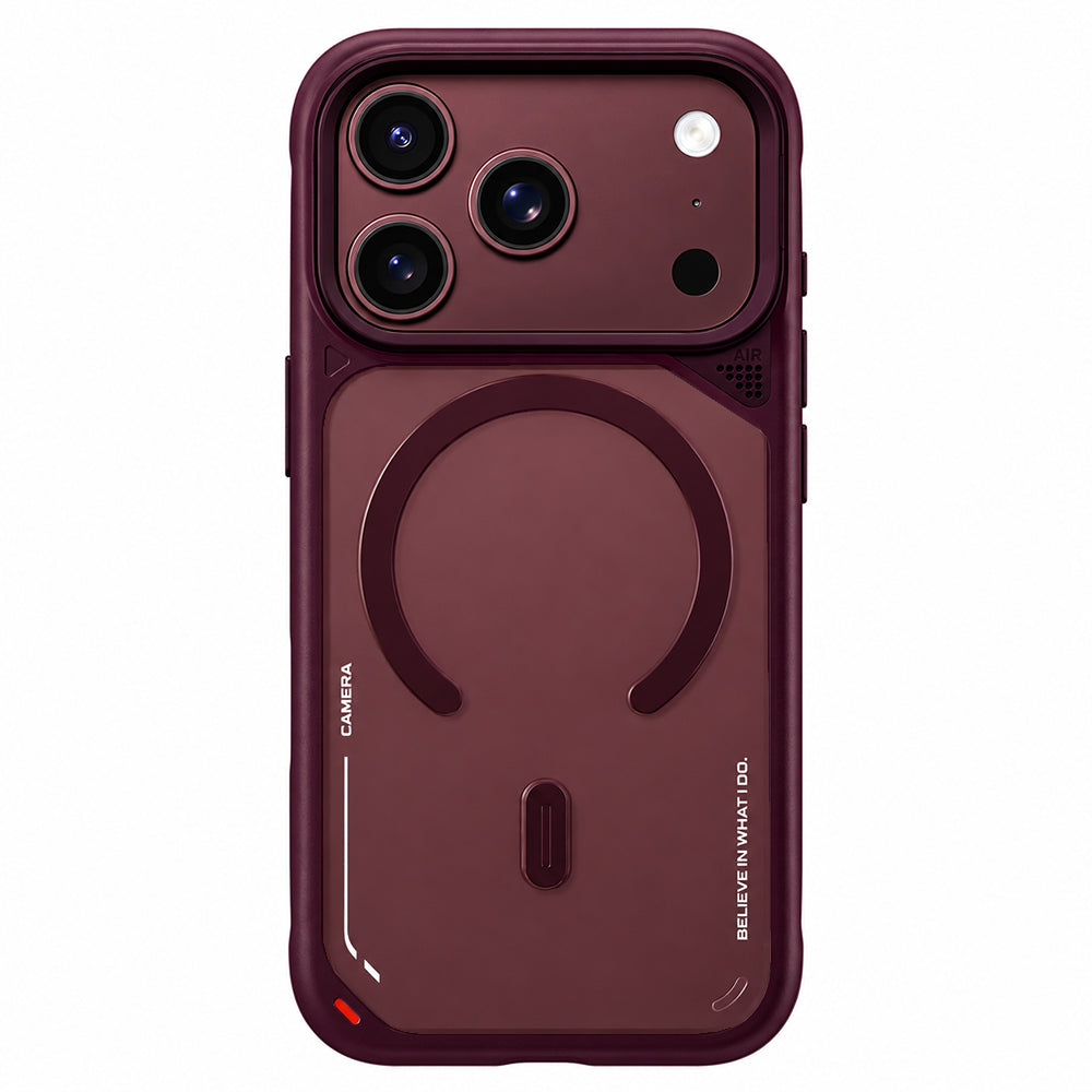 Coque MagSafe pour Apple iPhone 18 Pro Max / 17 Pro Max, Blueo, support avec dissipation thermique, bordeaux satiné