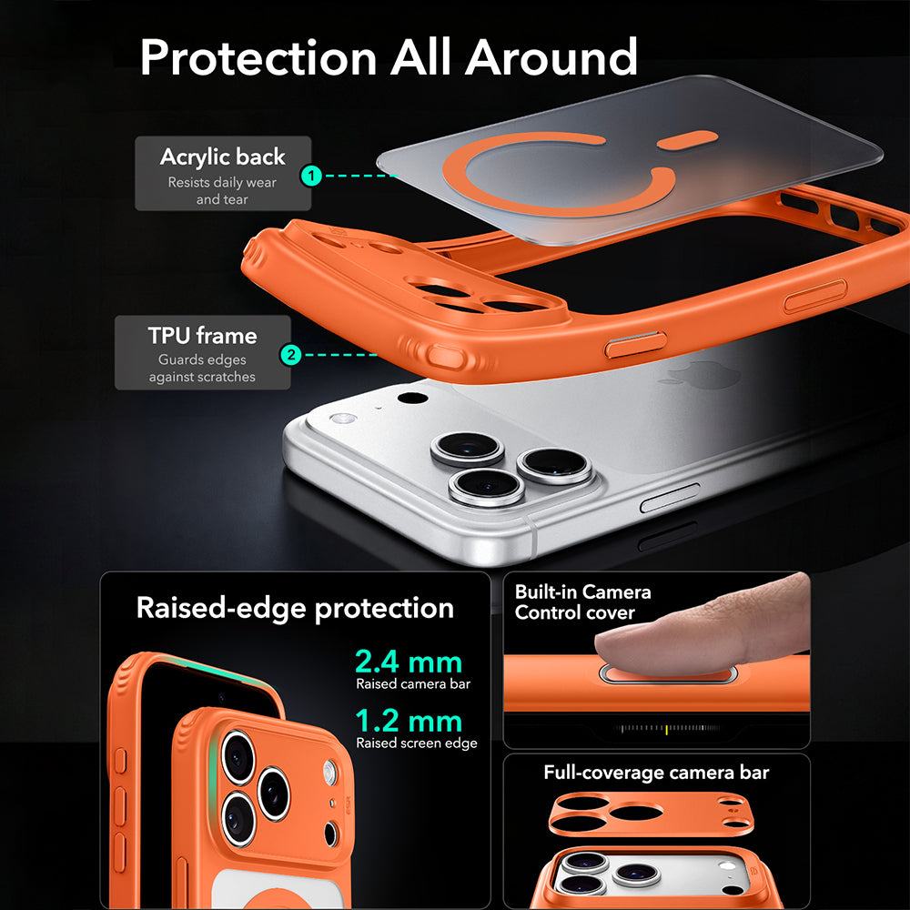 Coque MagSafe pour Apple iPhone 18 Pro Max / 17 Pro Max, ESR, Classic Hybrid, Orange Satinée
