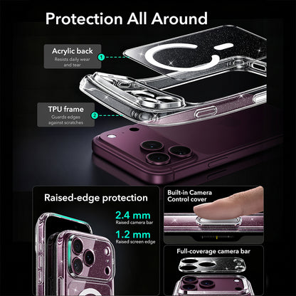 Coque MagSafe pour Apple iPhone 18 Pro Max / 17 Pro Max, ESR, Classic Hybrid Shimmer, Transparente