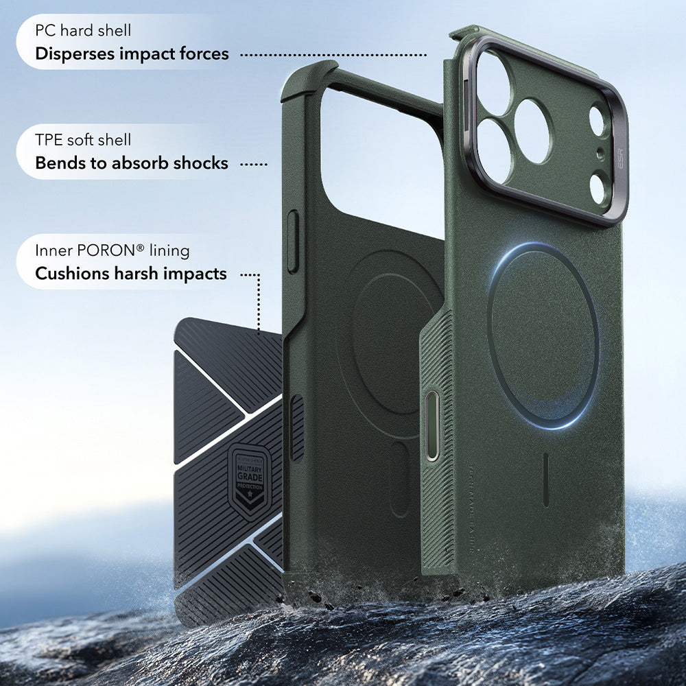 Coque MagSafe pour Apple iPhone 18 Pro Max / 17 Pro Max, ESR, Cyber Armor Kickstand, Vert