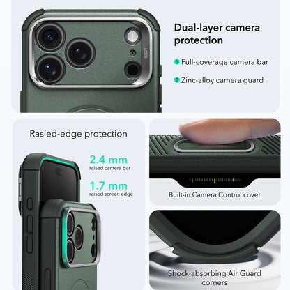 Coque MagSafe pour Apple iPhone 18 Pro Max / 17 Pro Max, ESR, Cyber Armor Kickstand, Vert