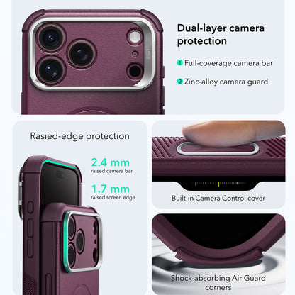 MagSafe Case for Apple iPhone 18 Pro Max / 17 Pro Max, ESR, Cyber Armor Kickstand, Dark Satin Burgundy