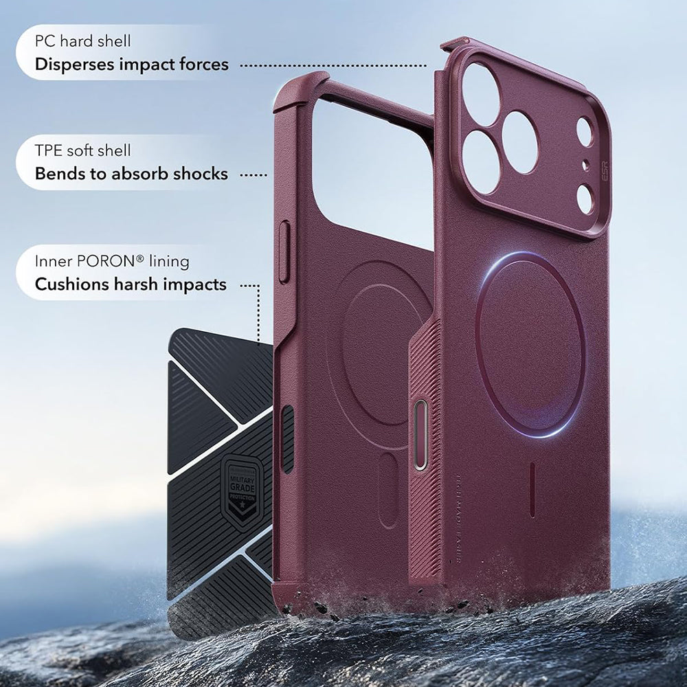 Coque MagSafe pour Apple iPhone 18 Pro Max / 17 Pro Max, ESR, Cyber, Bordeaux Foncé Satiné