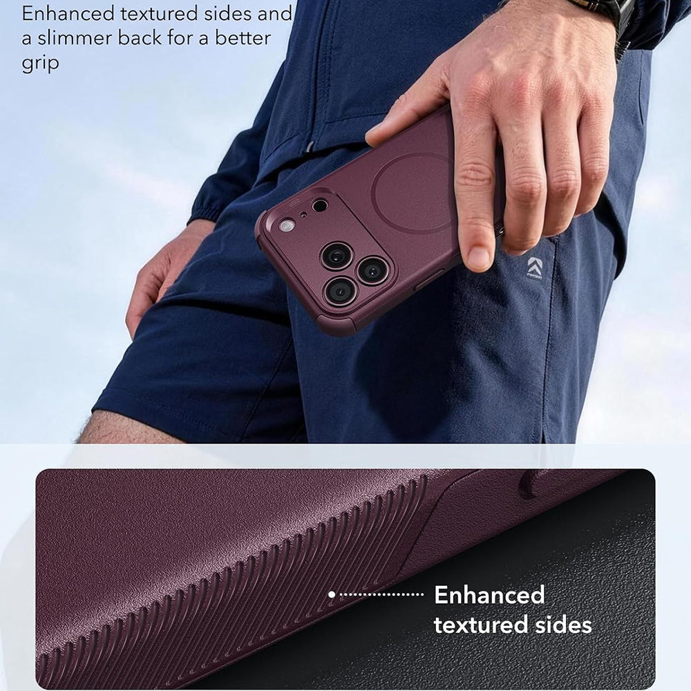 Coque MagSafe pour Apple iPhone 18 Pro Max / 17 Pro Max, ESR, Cyber, Bordeaux Foncé Satiné