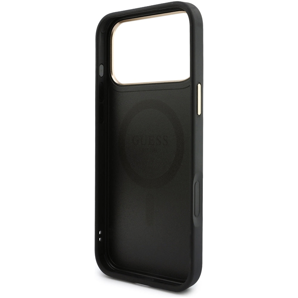 Coque MagSafe pour Apple iPhone 18 Pro Max / 17 Pro Max, Guess, 4G Cardslot & Big Strap, noire