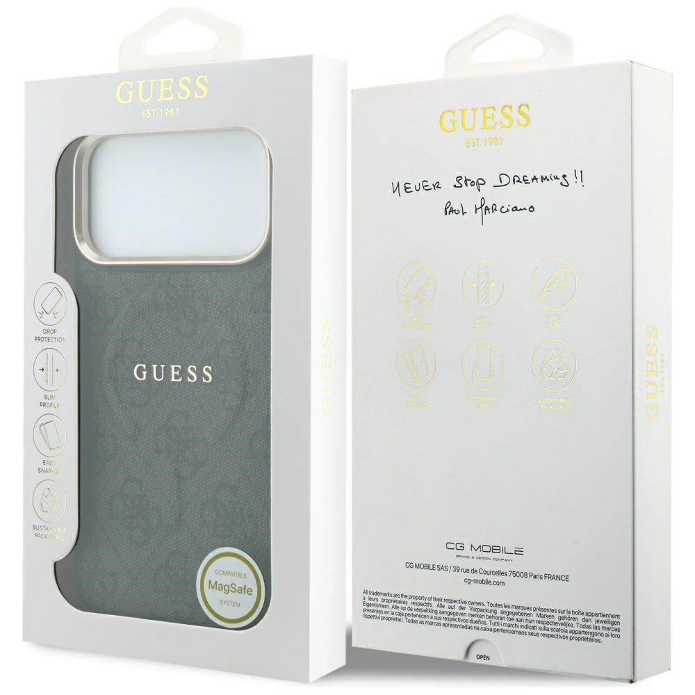 Coque MagSafe pour Apple iPhone 18 Pro Max / 17 Pro Max, Guess, 4G Embossed Classic, Noire