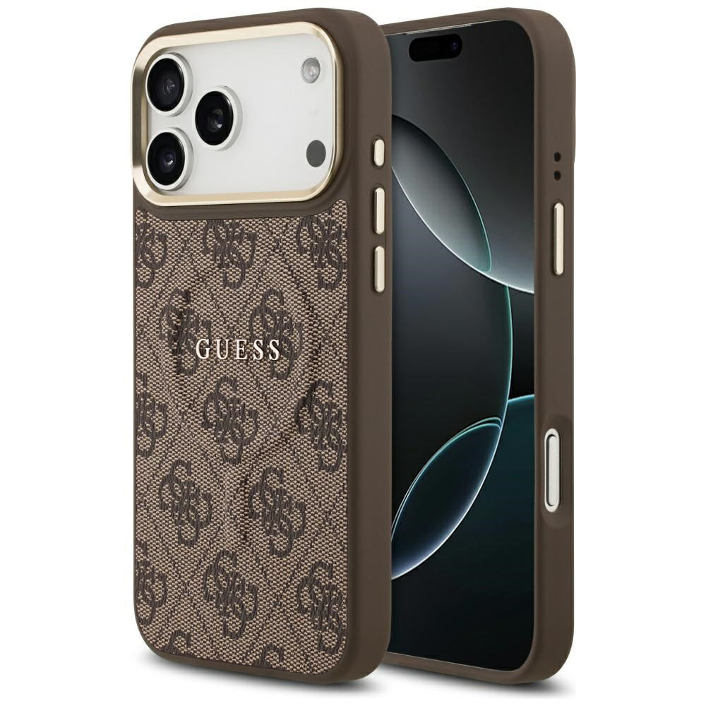 Coque MagSafe pour Apple iPhone 18 Pro Max / 17 Pro Max, Guess, Logo Classique 4G en Relief, Marron