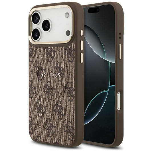 Coque MagSafe pour Apple iPhone 18 Pro Max / 17 Pro Max, Guess, Logo Classique 4G en Relief, Marron