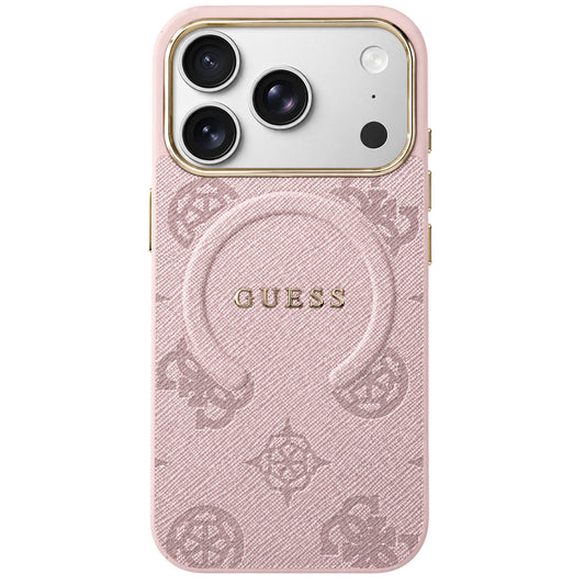 Coque MagSafe pour Apple iPhone 18 Pro Max / 17 Pro Max, Guess, Logo Classique 4G en Relief, Rose