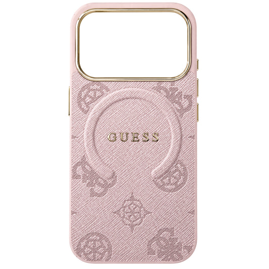 Coque MagSafe pour Apple iPhone 18 Pro Max / 17 Pro Max, Guess, Logo Classique 4G en Relief, Rose