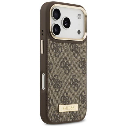 Coque MagSafe pour Apple iPhone 18 Pro Max / 17 Pro Max, Guess, plaque logo 4G, marron