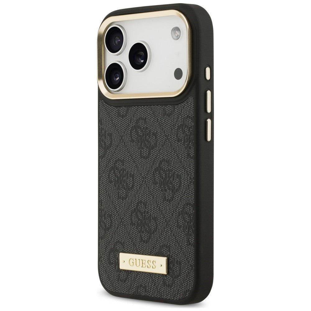 MagSafe Case for Apple iPhone 18 Pro Max / 17 Pro Max, Guess, 4G Logo Plate, Black