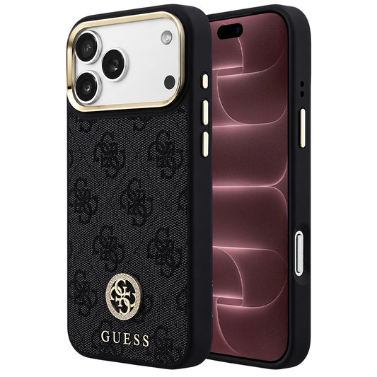 Coque MagSafe pour Apple iPhone 18 Pro Max / 17 Pro Max, Guess, logo 4G strass, noire