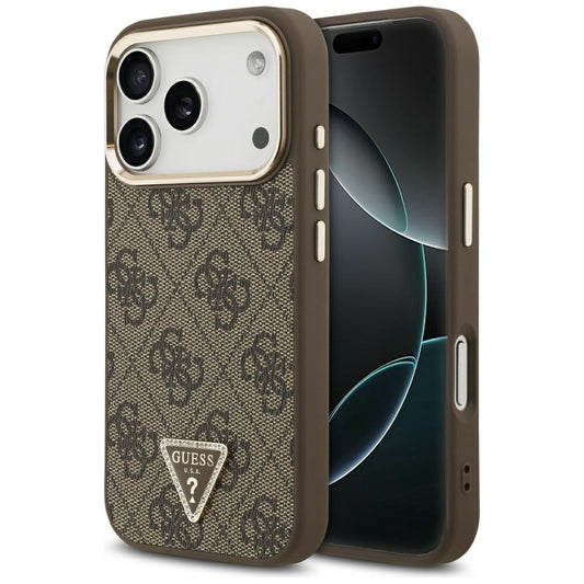 Coque MagSafe pour Apple iPhone 18 Pro Max / 17 Pro Max, Guess, Logo Triangle 4G, Marron
