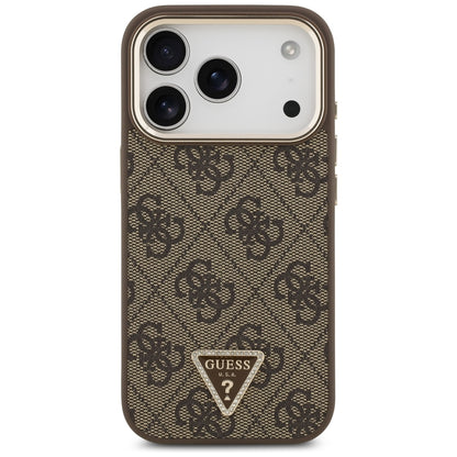 MagSafe Case for Apple iPhone 18 Pro Max / 17 Pro Max, Guess, 4G Triangle Logo, Brown