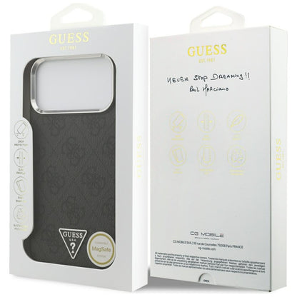 Coque MagSafe pour Apple iPhone 18 Pro Max / 17 Pro Max, Guess, Logo Triangle 4G, Noire