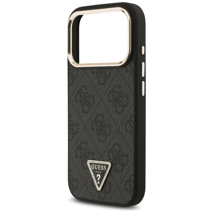 Coque MagSafe pour Apple iPhone 18 Pro Max / 17 Pro Max, Guess, logo Triangle 4G, noire et dorée
