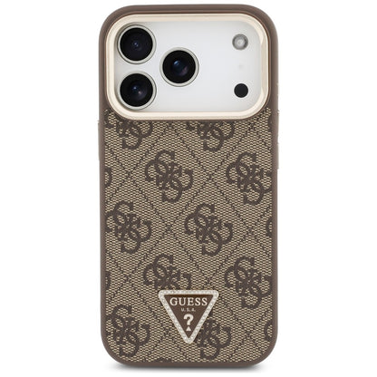 MagSafe Case for Apple iPhone 18 Pro Max / 17 Pro Max, Guess, 4G Triangle Logo & Camera Stand, Brown