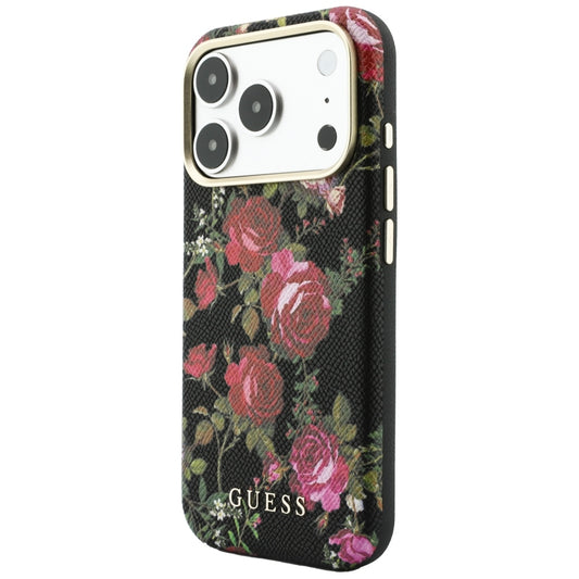 Coque MagSafe pour Apple iPhone 18 Pro Max / 17 Pro Max, Guess, motif Blossom Roses, noire